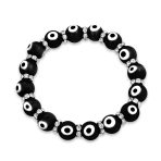 Colorful Turkish Glass Bead Evil Eye Stretch Bracelet with Crystal Spacers - Image 8