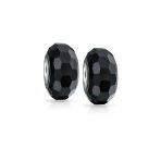 Set of 2 Translucent Murano Faceted Glass Charm Bead with Sterling Silver Core - Image 2