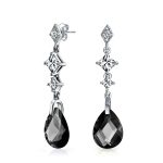 Briolette Teardrop CZ Dangle Chandelier Earrings Sterling Silver Gemstone