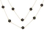 Fashion Enamel Flower Strand Necklace 14K Gold Plated 36 Inch Crystal Accents - Image 5