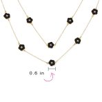 Fashion Enamel Flower Strand Necklace 14K Gold Plated 36 Inch Crystal Accents - Image 20