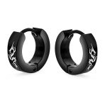 Laser Etched Dragon Mini Hoop Huggie Earrings Stainless Steel - Image 3