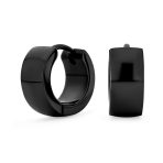 Simple Polished Black Rose Gold Plated Huggie Hoop Earring - Image 3