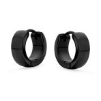 Simple Polished Black Rose Gold Plated Huggie Hoop Earring - Image 7