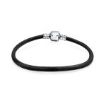 Red Pink Genuine Leather Bracelet Fits European Beads Charm .925 Sterling Silver Barrel Clasp
