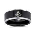 Square Compass Freemason Masonic Titanium Band Ring Silver Tone Comfort Fit 8MM - Image 3