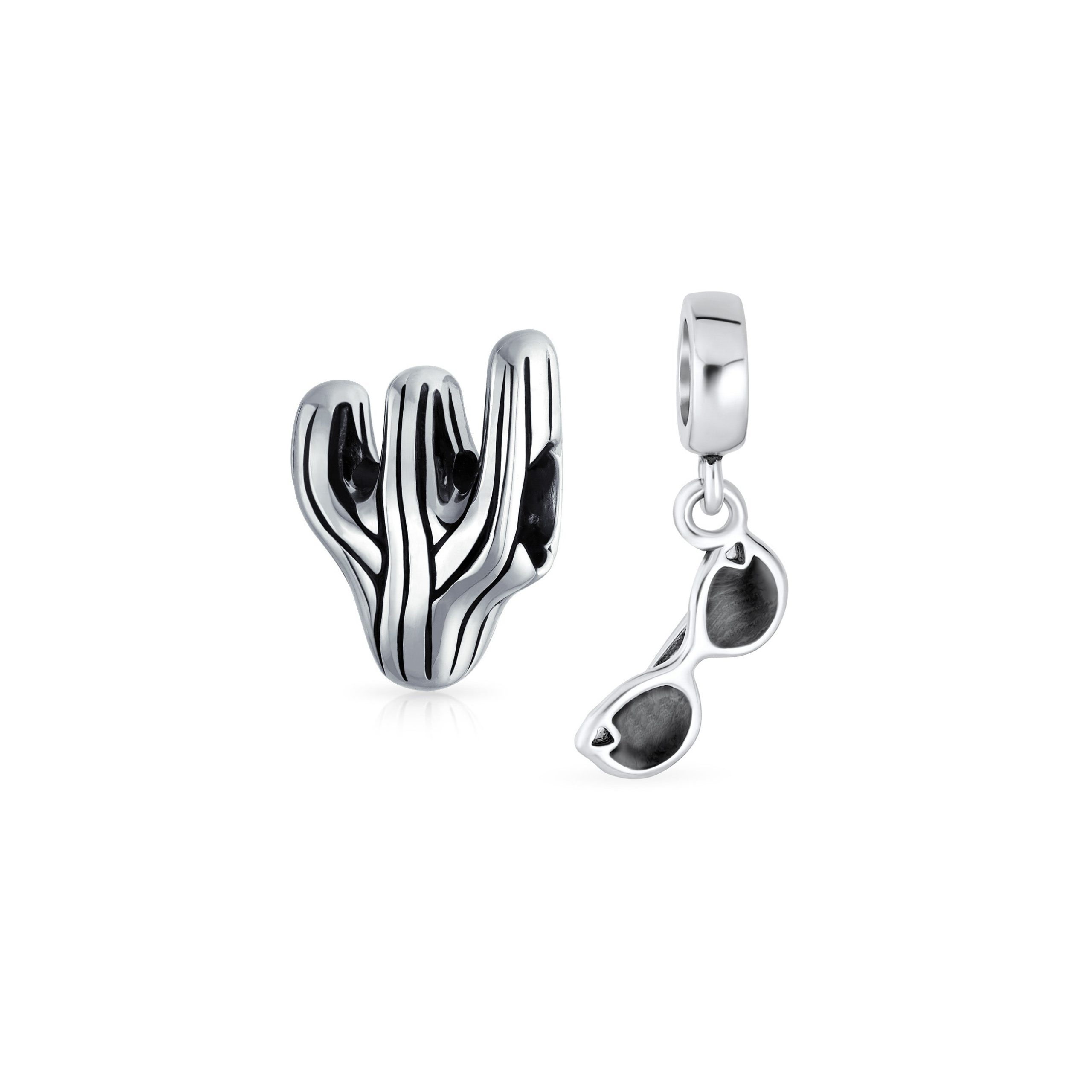 black-movie-star-sunglasses-pbx-hs-701-dset-az Set of 2 Black Movie Star Sunglasses & Cactus Charm Bead Sterling Silver Fits European Bracelet - Image 1