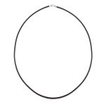 Unisex Black Rubber Cord Necklace with Silver Clasp - Multiple Lengths Available - Image 2