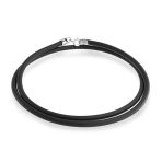 Set of 3 16, 18, 20 Inch Black Rubber Cord Necklace .925 Sterling Silver Clasp - Image 2