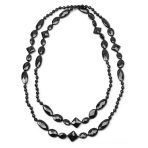 Geometric Faceted Onyx Beads Long Layering Strand Necklace 53 Inch - Image 5