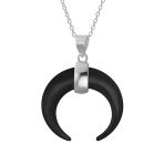 Western Jewelry Boho Crescent Moon Pendant Necklace with Turquoise and Onyx - Image 2