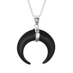 Western Jewelry Boho Crescent Moon Pendant Necklace with Turquoise and Onyx - Image 5