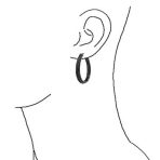 Large Cubic Zirconia Pave CZ Big Oval Black Hoop Earrings Inside Out Design - Image 5