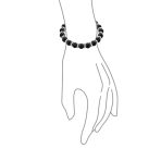 White Pink Black Simulated Pearl Stretch Bracelet with Crystal Rondelle Spacers - Image 9