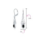 Celtic Knot Oval Natural Stones Dangle Earrings .925 Sterling Silver - Image 15