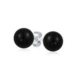 10MM Natural Gemstone Drop Ball Earrings Sterling Silver - Image 5