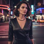 Black Onyx Tube Link Pendant Necklace & Oval Drop Earrings Jewelry Set Silver - Image 2