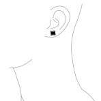 Set of 2 Black Square Princess Cut CZ Stud Earrings Gold Plated Silver 5MM - Image 9