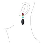Fashion Tri Color Multi-Tier Statement Rhombus Teardrop Dangling Earrings - Image 7