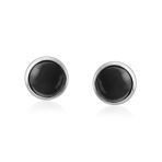Turquoise Bezel Set Round Dome Button Stud Earrings Gold Plated Sterling Silver - Image 11