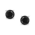 Set of 2 Black Round Solitaire CZ Stud Earrings Gold Plated Sterling Silver 10MM - Image 15