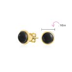 Turquoise Bezel Set Round Dome Button Stud Earrings Gold Plated Sterling Silver - Image 24