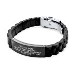 To My Son Inspirational ID Bracelet Stainless Steel Black Silicone Wristband - Image 2