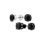 Set of 2 Round Blue Clear CZ Stud Earrings Sterling Silver 5MM Screw Back - Image 14