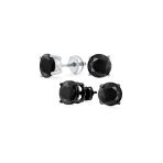 Set of 2 Round Blue Clear CZ Stud Earrings Sterling Silver 5MM Screw Back - Image 12
