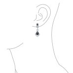 Bridal Black Onyx CZ Chandelier Clip-On Earrings Vintage - Image 3