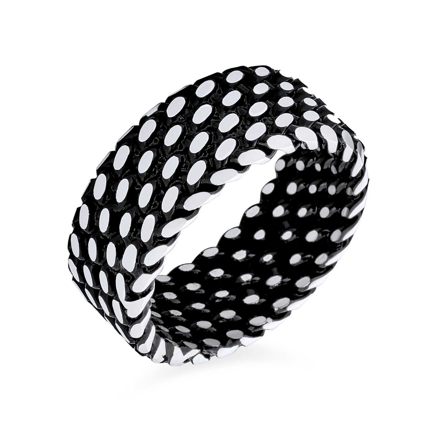 black-silver-ring-mens-tire-track_pts-alo103_1 Inside Out Design Two Tone Black Tire Track Ring Band Silver Handmade In Turkey - Image 1
