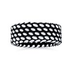 Inside Out Design Two Tone Black Tire Track Ring Band Silver Handmade In Turkey - Image 2