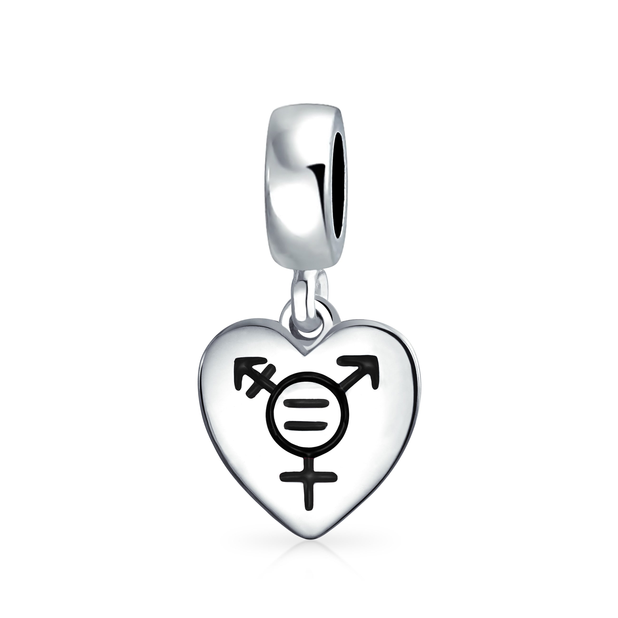 black-silver_gender_equality_bead_charm_ayllu_hsd-908b-az_12 Heart Pride Gay Rights Dangle Charm Bead .925 Sterling Silver Fits European Bracelet - Image 1