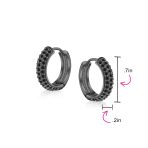 Fancy Wide 3 Row Cubic Zirconia CZ Cocktail Hoop Earrings Black Rose Gold Plated - Image 10