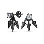 Goth Spike Arrow Earring Jacket with CZ Black 14k Gold Plated Sterling Silver - Image 2