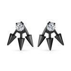 Goth Spike Arrow Earring Jacket with CZ Black 14k Gold Plated Sterling Silver - Image 4