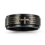 Black Spinner Religious Cross Words Lords Prayer Fidget Band Ring Stainless Steel - Image 4