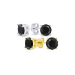 Set of 2 Black Round Solitaire CZ Stud Earrings Gold Plated Sterling Silver 10MM