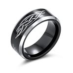 Laser Etched Catholic Religious Black Christ Thorn Titanium Band Ring 8MM
