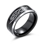 Laser Etched Catholic Religious Black Christ Thorn Titanium Band Ring 8MM