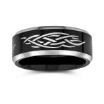 Laser Etched Catholic Religious Black Christ Thorn Titanium Band Ring 8MM - Image 2