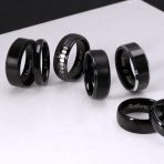 Beveled Edge Matte Silver Couples Wedding Band Titanium Ring 8MM Wide - Image 18