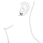 Pave CZ Garden Butterfly Huggie Hoop Stud Earrings 925 Sterling Silver - Image 3