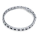 Classic Cubic Zirconia 20CT Princess Cut CZ Black White Tennis Bracelet - Image 2