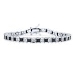 Classic Cubic Zirconia 20CT Princess Cut CZ Black White Tennis Bracelet