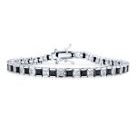 Classic Cubic Zirconia 20CT Princess Cut CZ Black White Tennis Bracelet