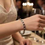 Classic Cubic Zirconia 20CT Princess Cut CZ Black White Tennis Bracelet - Image 3