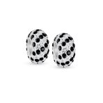 Set of Two Striped Crystal Spacer Bead Sterling Silver Fits European Bracelet - Image 3