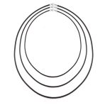 Set of 3 16, 18, 20 Inch Black Rubber Cord Necklace .925 Sterling Silver Clasp