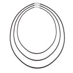 Set of 3 16, 18, 20 Inch Black Rubber Cord Necklace .925 Sterling Silver Clasp